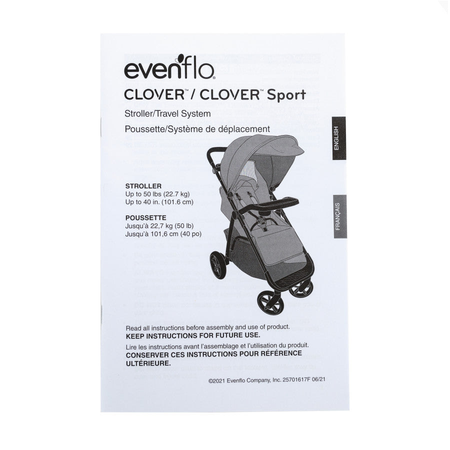 evenflo clover sport travel system manual INST;CLOVER/CLOVER SPORT TS