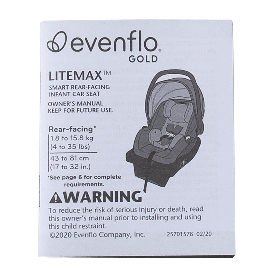 evenflo car seat user manual LiteMax Sport Infant Car Seat Manual (English) – ParentLink Part Store